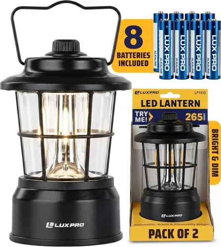 Vista 3 de LUXPRO LP1536 Rechargeable Retro Lantern 500 Lumens Dual Power LED Camping Lantern (Pink, 1 Pack, Rechargeable)