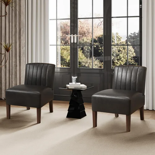 Vista 9 de VIRRMO Sillas de Acento sin Brazos para Sala de Estar, Silla Slipper Moderna Sillas de Sala de Estar con Patas de Madera Sólida, Silla de Tocador