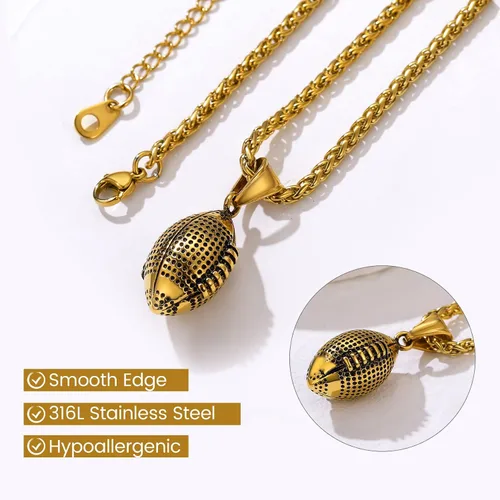 Vista 5 de GOLDCHIC JEWELRY Sport Necklace for Men Boys, Customized Unisex Stainless Steel Baseball Cross necklaceSoccerFootballBasketball Necklace with Chain