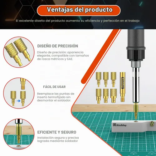 Vista 4 de 513 insertos roscados métricos con puntas de inserción de calor, M2 M2.5 M3 M4 M5 M6 Rosca hembra Kit surtido de tuercas moleteadas para plástico