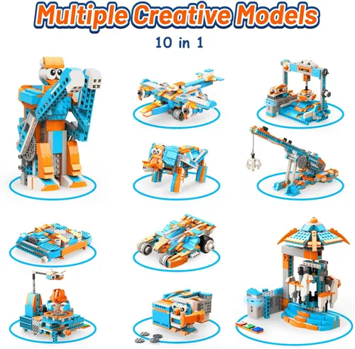 Vista 2 de Apitor Robot S Robot Kit de construcción de robot S, aplicación programable 10 en 1, kit de codificación de robot RC/robótica de automóvil