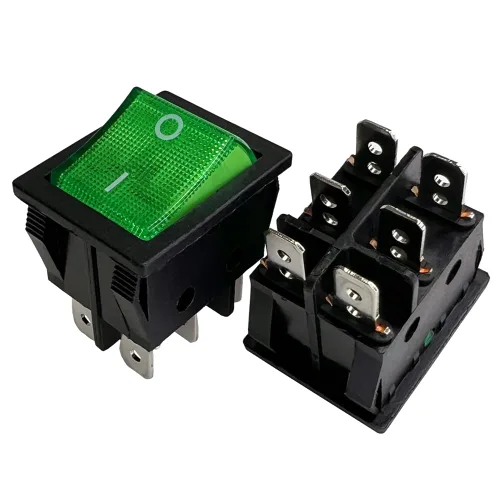 Vista 30 de Interruptor basculante DPST On-Off Unilluminated Negro 4 Pin 1.220x0.984 in Rectangular Snap-in Interruptor de alimentación de palanca