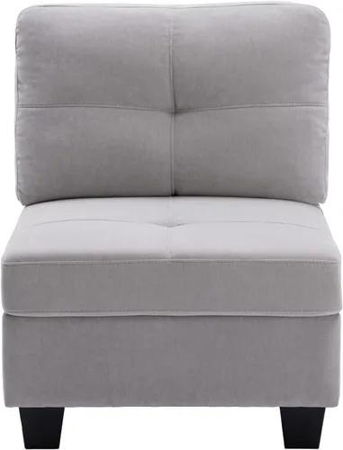 Vista 15 de Sofá modular convertible con otomana de almacenamiento, 7 plazas, en forma de L, moderno sofá esquinero de terciopelo para sala de estar