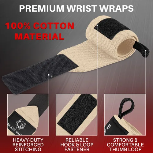 Vista 3 de TECEUM Weightlifting 18" & 12" Wrist Wraps with Thumb Loop – Heavy Duty Wrist Workout Braces for Men and Women – Ideal for Powerlifting, Strength