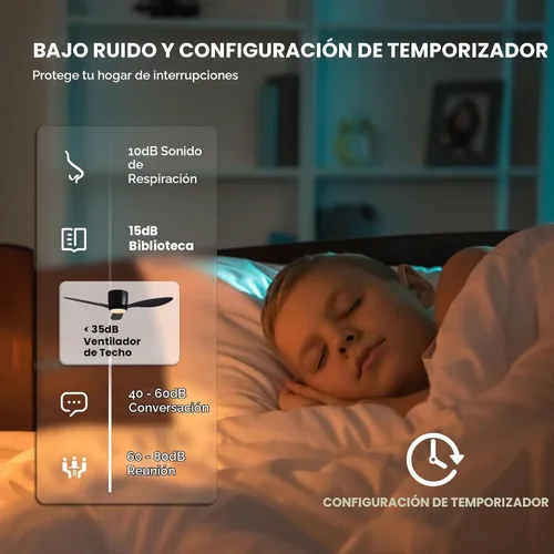 Vista 5 de Ventiladores de techo con luces, ventilador de techo de perfil bajo de 42 pulgadas con control de pared y control remoto, regulable, ventilador