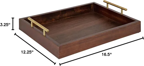 Vista 6 de Kate and Laurel - Bandeja decorativa de madera con asas de metal