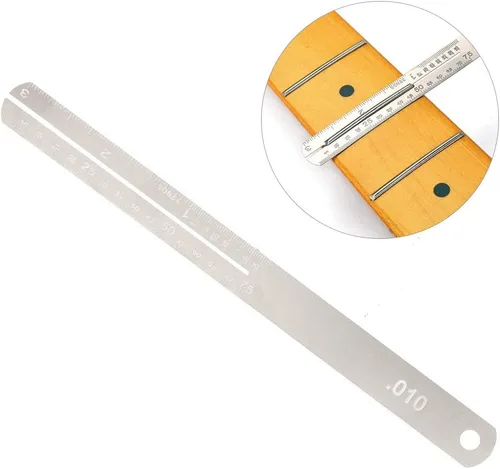 Vista 7 de Protector de trastes de diapasón de acero inoxidable, herramienta de reparación con báscula polaca para guitarra y bajo, 2