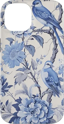 Vista 4 de Chinoiserie Floral Toile Blue and White Case for iPhone 16