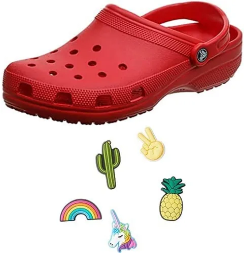 Vista 2 de Crocs Zuecos clásicos para hombre y mujer con dijes Jibbitz 5 paquetes