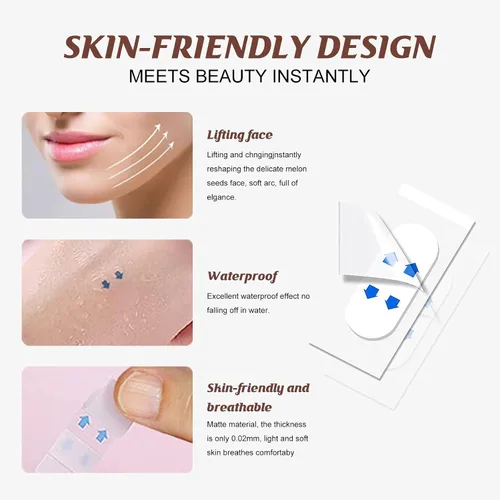 Vista 2 de Cinta de estiramiento facial invisible, 132 unidades, para doble barbilla, arrugas, levantamiento de piel flácida, cinta de levantamiento facial