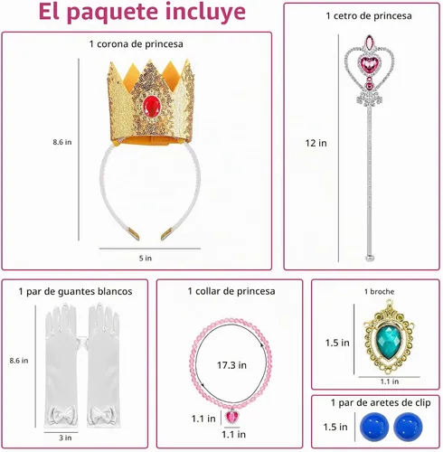 Vista 5 de Pink Princess Costume Girls Toddlers, Kids Cosplay Princess Dresses with Accessories Pink Princess Birthday Dress Up