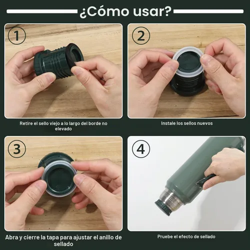 Vista 4 de 4 juntas de repuesto de silicona clásicas para Stanley, juntas de sellado de junta tórica para tapa térmica, compatibles con Stanley Classic de 20