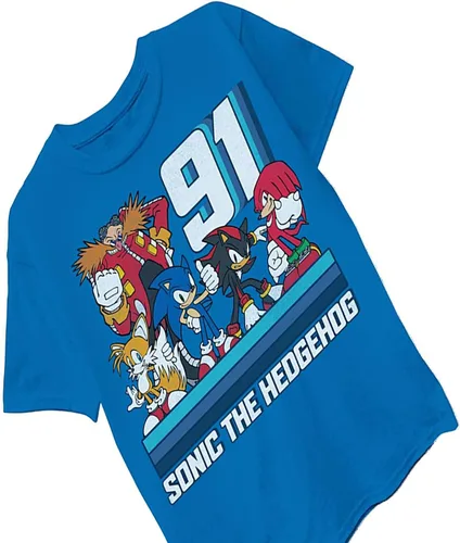 Vista 3 de SEGA Camiseta de Sonic The Hedgehog para niños, con Sonic, Tails y Knuckles, The Hedgehog Trio, camiseta