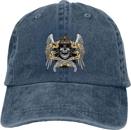 Vista 9 de Cowboy Hat Trendy Hats for Man and Women Djustable Four Season Outdoor Baseball Cap of Hell Skull with Angel Navy Blue