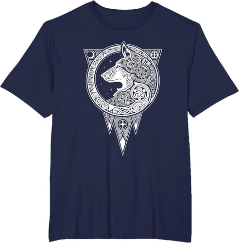 Vista 50 de Viking Fenris Wolf - Camiseta de mitología nórdica con símbolo de Fenrir Asphalt Grey