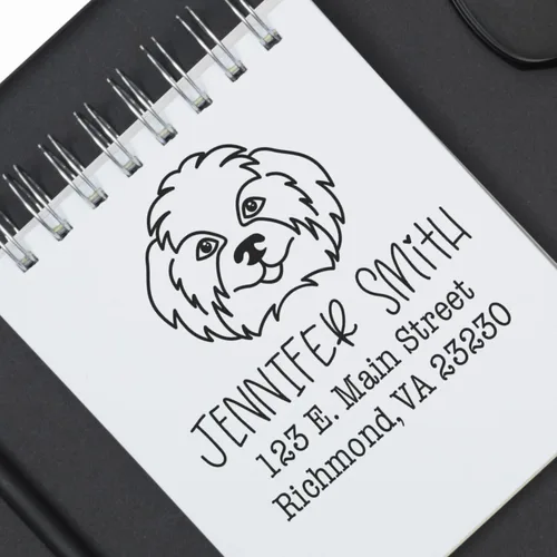Vista 13 de Sello de dirección personalizado Basset Hound – Sello personalizable con nombre y dirección para sobres, ideal para amantes de los perros
