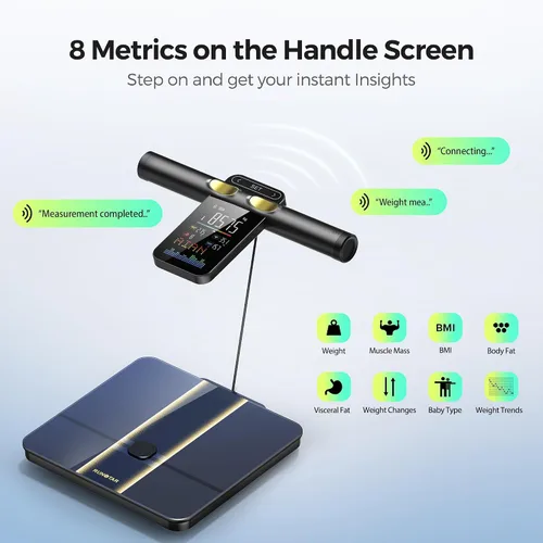 Vista 2 de [Usado] RunStar Smart Scale for Body Weight and Fat Percentage, 8 Electrodes High Precision Body Composition Scale with Set Functions Handle, Body
