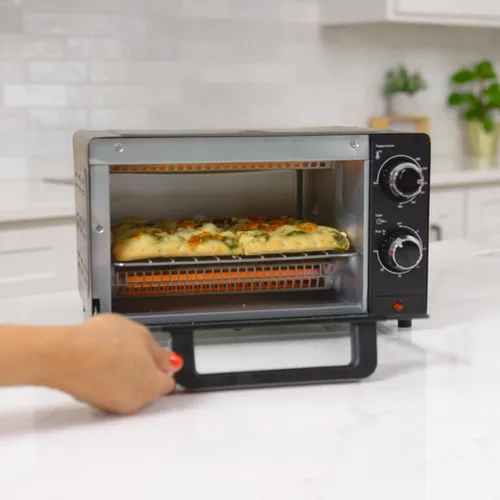 Vista 2 de Total Chef - Horno tostador para tostadas, hornear, asar, pizza, tamaño compacto para cocina pequeña, electrodoméstico con temporizador, negro
