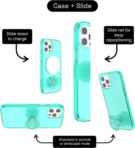 Vista 3 de PopSockets Funda para iPhone 12 Pro Max con agarre y deslizamiento para teléfono, funda para iPhone 12 Pro Max, menta verde