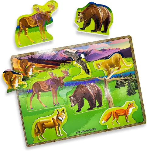 Vista 6 de Big Discoveries Rompecabezas de madera – Rompecabezas de madera de animales para niños pequeños de 2 años en adelante Rompecabezas de aprendizaje