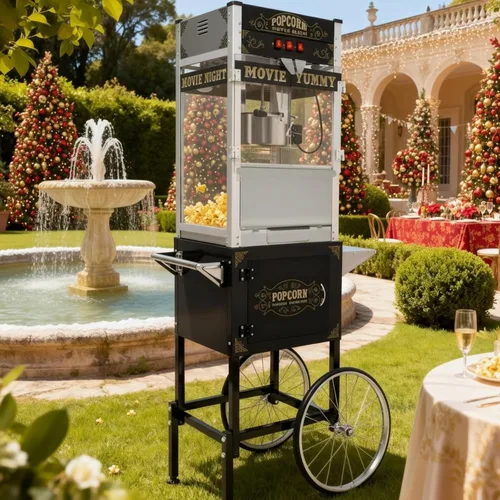 Vista 14 de Máquina comercial de palomitas de maíz con carrito, máquina de palomitas de maíz para cine con hervidor de 16 onzas, control de 3 interruptores