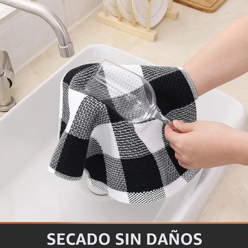 Vista 3 de Homaxy Paquete de 6 paños de cocina 100 % algodón, 12 x 12 pulgadas, mezcla Color mixto