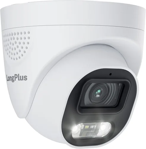Vista 8 de LongPlus Cámara de seguridad Poe 4K-UHD de 8MP, funciona con NVR, cámara bala con cable, visión nocturna a color, focos LED, alarma de luz