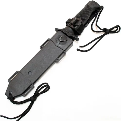 Vista 2 de Cuchillo Bowie de combate táctico, de 12 pulgadas, con vaina, hoja militar fija, supervivencia + herramienta múltiple