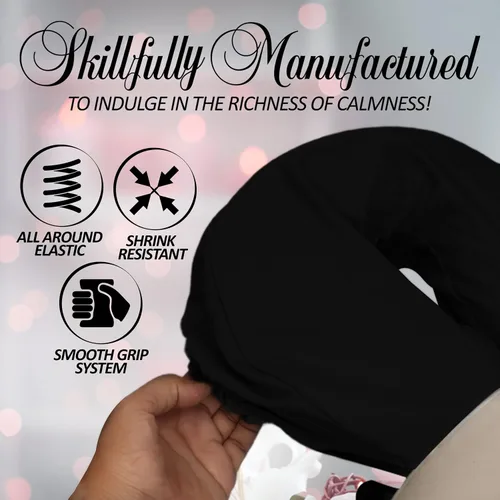 Vista 3 de LONDON LINENS Mesas de masaje de microfibra suave y pesada, fundas para cunas faciales, 4 piezas, 4 piezas (4, negro)