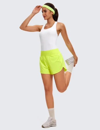 Vista 3 de Crz Yoga Pantalones cortos, ligeros, entrenamiento deportivo, para mujer, forro de 2.54 pulgadas, secado rápido, pantalones cortos de elastano