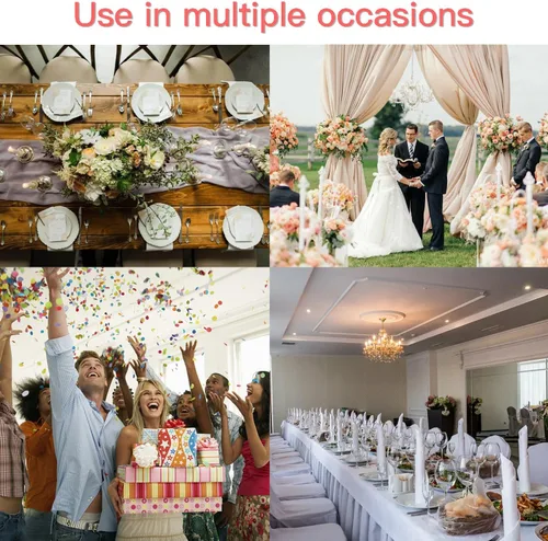 Vista 25 de WJWHQ 100 piezas de cintas elásticas de elastano con lazos para sillas, bandas de cubierta de silla con hebilla deslizante para eventos de boda