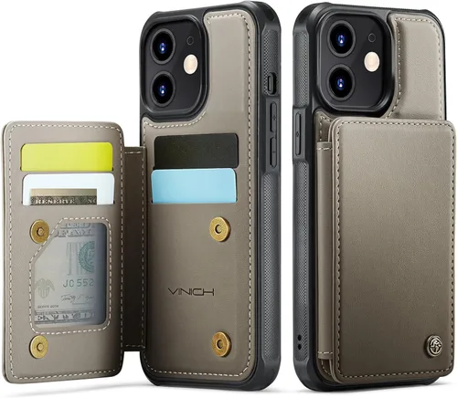 Vista 38 de Vinich for iPhone XR Wallet Case with Card Holder, Black RFID Blocking Credit Slots, Kickstand, Shockproof Flip Phone Cover, PU Leather, Double