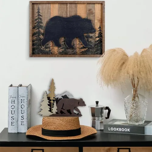 Vista 6 de Surakey Estatuas y figuras de madera, ciervos animales, osos, lobo, bosque, alce, decoración del hogar, siluetas de bosque multicapa y esculturas