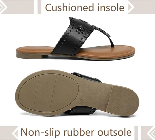 Vista 5 de katliu Sandalias planas para mujer, sandalias elegantes
