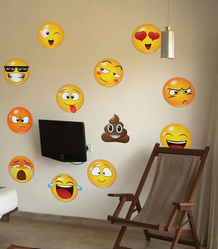Vista 5 de calcomanías de pared, grandes, de Emoji # 6052