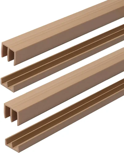 Vista 14 de Riel de puerta corredera de panel de 1/4 pulgadas, juego superior e inferior de plástico negro de 48 pulgadas, fabricado en EE. UU., paquete de 1