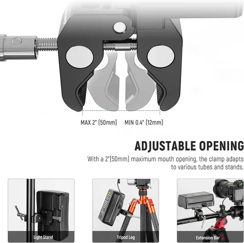 Vista 5 de NEEWER Abrazadera de batería V-Lock con abrazadera de trípode, soporte de cardán y varilla de 0.591 in, compatible con baterías FXLION Sony, Neewer