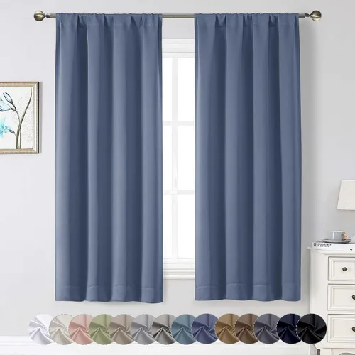 Vista 183 de Cortinas opacas para dormitorio, sala de estar, juego de 2 paneles de 54 pulgadas de largo, cortinas de oscurecimiento de habitación con aislamiento