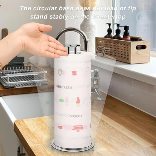 Vista 5 de NearMoon Soporte para Toallas de Papel, Dispensador de Soporte para Toallas de Papel Resistente - Todo de Metal, Tamaño Estándar o Jumbo