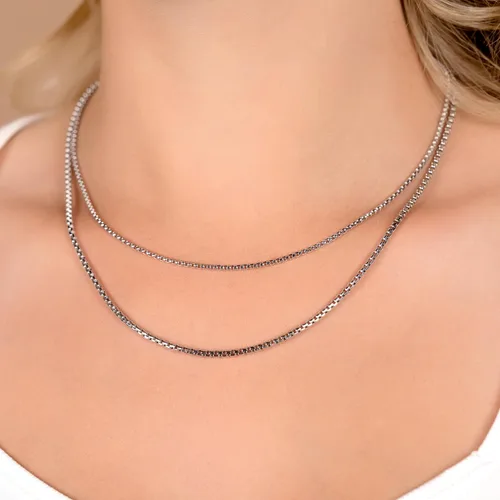 Vista 4 de PORI JEWELERS 14K Gold 1.8MM, 2.5MM, or 3.5MM Round Box Chain Necklace -16"-30" Yellow or White Gold- For Men and Women