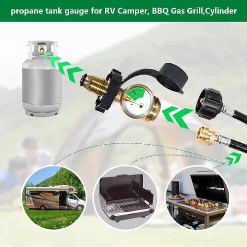 Vista 6 de Válvula de medidor de presión de gas de tanque de propano universal, indicador de nivel de tanque de propano Detector de fugas utilizado