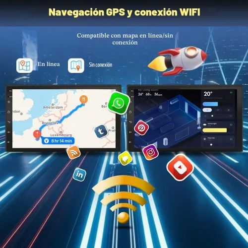 Vista 5 de Android 14 Estéreo de coche para Ford F150 1997-2004 con CarPlay inalámbrico y Android Auto, pantalla táctil IPS de 7 pulgadas 2G+32G Doble DIN