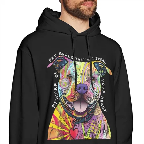 Vista 3 de diyhoodie Pitbull sudadera con capucha para hombre, personalizado de los hombres clásico con capucha Pitbull
