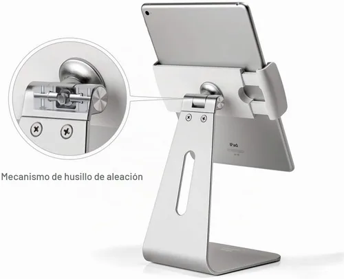 Vista 5 de Soporte para iPad Pro de rotación de 360°, aleación de aluminio, para iPad Pro de 7 a 13 pulgadas, iPad Air y iPad Mini Surface y Surface Pro