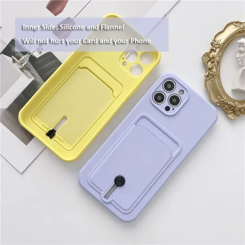 Vista 5 de Funda para iPhone 7 Plus 8 Plus con Portador de Tarjetas - Delgada + Funda Cartera de Teléfono Protectora de Silicona para Mujeres y Hombres (Negro)