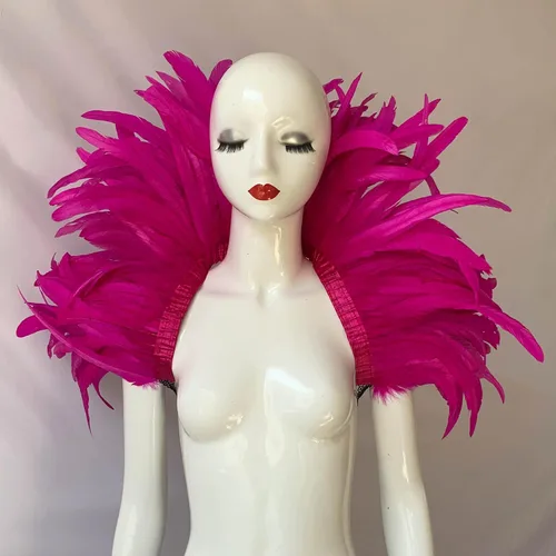 Vista 2 de QIXIA - Chal de plumas para mujer, bruja, Halloween, Mardi Gras, capa de plumas, accesorios para disfraces