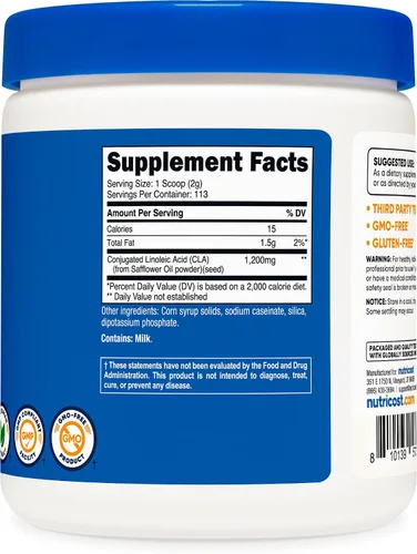 Vista 5 de Nutricost CLA Polvo (ácido linoleico conjugado) 8oz (227g), sin gluten Suplemento CLA sin OMG