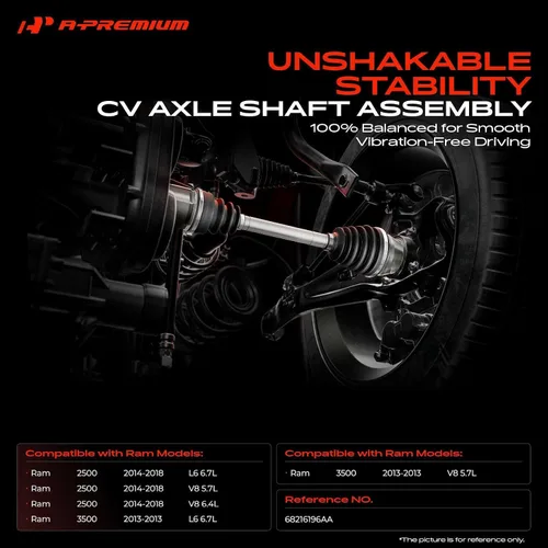 Vista 2 de A-Premium, conjunto de eje CV compatible con Ram 2500 2014-2018, 3500 2013, lado del pasajero derecho delantero