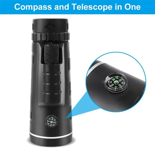 Vista 5 de 40X60 High Power Zoom Monocular Pocket Telescope with Smartphone Holder Tripod for Camping Hiking Waterproof(Telescope Set)