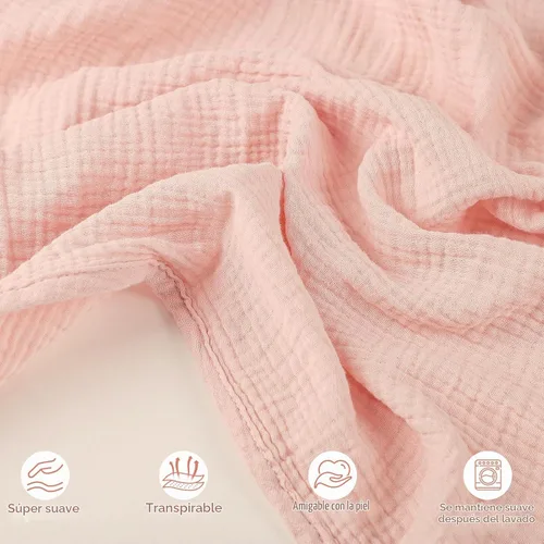 Vista 2 de Funda de asiento de automóvil de muselina de verano, transpirable, para bebés y niñas, fundas multiusos para lactancia materna, color rosa